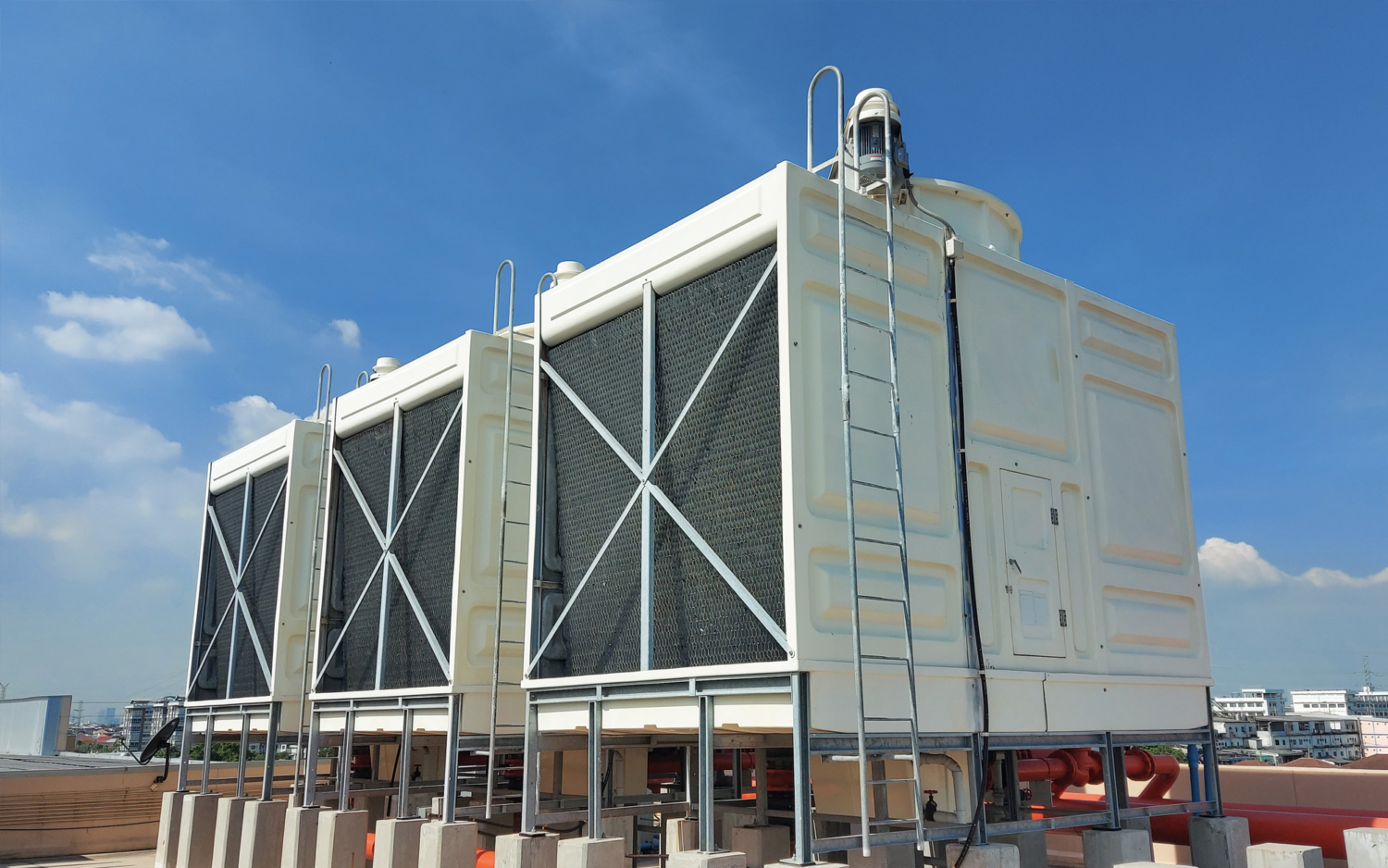 Commercial HVAC equipment on the roof of a building