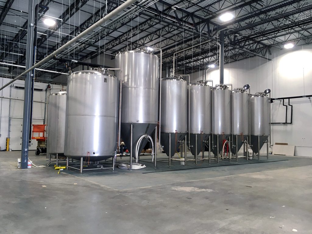 Interior of Noon Whistle Brewing Company showing MEP design work